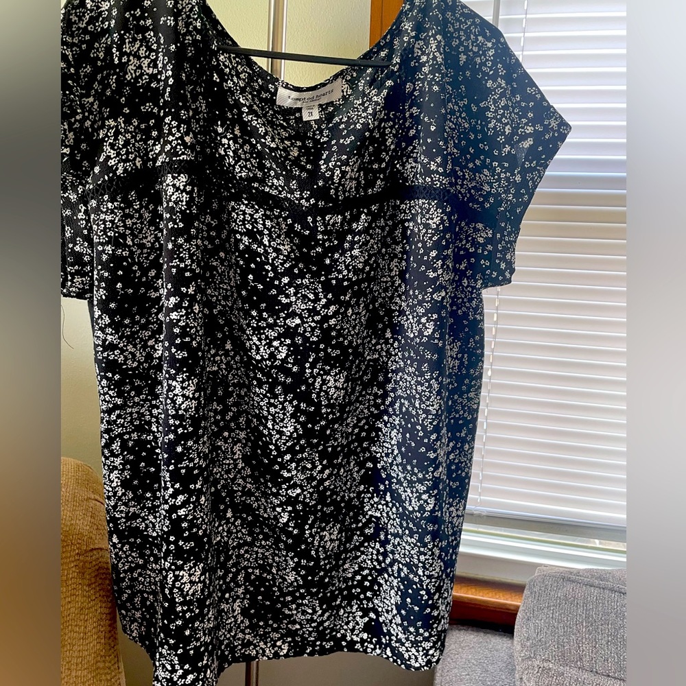 Black floral blouse